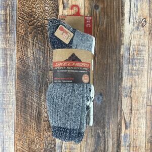 Skechers Mens 8-12 Gray White Sport Adventure Merino Wool Blend Hiking Socks 2pk